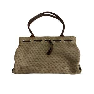 Vtg Dooney and Bourke Signature Brown Canvas Leather Trim Purse USA Shoulder Bag